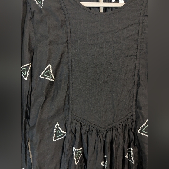 Rujuta Sheth Black Embroidered Silk Cotton Blend Flowy Midi Tanya Dress - Picture 11 of 14